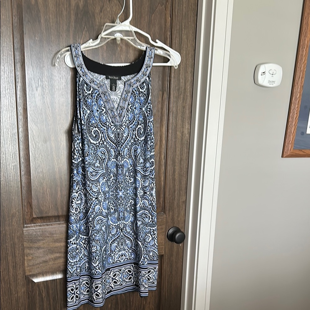 Blue Paisley Sleeveless Dress
